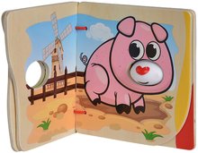 Jocuri educative din lemn - Carte ilustrată din lemn Picture Book Farm Eichhorn 4 pagini cu 8 motive ale animăluțelor de la 6 luni_1