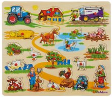 Dřevěné naučné hry - Dřevěné puzzle Pin Puzzle Eichhorn 21 vkládacích tvarů s obrázky safari farma dopravní prostředky od 24 měsíců_3