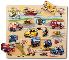 Drevené náučné hry - Drevené puzzle Pin Puzzle Eichhorn 21 vkladacích tvarov s obrázkami safari farma dopravné prostriedky od 24 mes_0