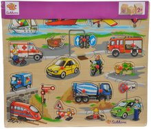 Drevené náučné hry - Drevené puzzle Pin Puzzle Eichhorn 21 vkladacích tvarov s obrázkami safari farma dopravné prostriedky od 24 mes_2