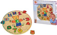 Drevené náučné hry - Drevené didaktické puzzle hodiny Teaching Clock Eichhorn 12 vkladacích čísiel od 24 mes_2