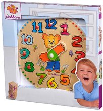 Drevené náučné hry - Drevené didaktické puzzle hodiny Teaching Clock Eichhorn 12 vkladacích čísiel od 24 mes_3