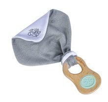 Holzrassel mit Griff Bio 100% Natur Baby Pure Grasping with Doudou Eichhorn mit Tuch zum Kuscheln und Spiegel ab 3 Monaten