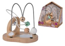 Drevené didaktické hračky - Drevený labyrint so zvončekom a zrkadlom Baby Pure Bead Maze Eichhorn hra s 2 dráhami od 12 mes_2