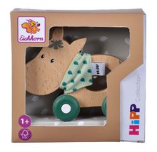 Vývoj motoriky - Dřevěné zvířátko oslík Baby HIPP Push Donkey Eichhorn s textilním hadříkem od 12 měsíců_1