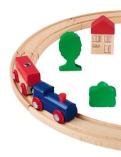 Treni in legno e binari ferroviari - Pista trenino in legno Circular Train Eichhorn locomotiva con vagone e accessori 20 pezzi 135 cm lunghezza dei binari_0