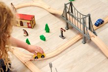 Trenuri din lemn și căi ferată - Cale ferată din lemn Train Set with Bridge Eichhorn cu locomotiva, vagoane, pod si accesorii 55 piese 500 cm lungime sine de la 3 ani_5