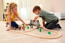 Holzeisenbahnen und Bahngleise - Bahngleis aus Holz Train Set with Bridge Eichhorn mit Lokomotive, Waggons, Brücke und Zubehör, 55 Teile, 500 cm Schienenlänge_7