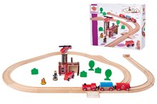 Holzeisenbahnen und Bahngleise - Holzgleis mit Feuerwache Train Set Firestation Eichhorn mit Zug 33 Teile 235 cm Schienenlänge_3