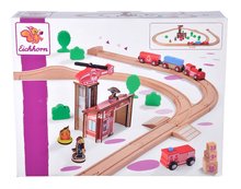 Favonatok - Fa vasúti sínpálya tűzoltó állomással Train Set Firestation Eichhorn vonattal 33 darabos 295 cm hosszú sínpálya_1