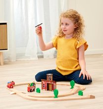 Favonatok - Fa vasúti sínpálya tűzoltó állomással Train Set Firestation Eichhorn vonattal 33 darabos 295 cm hosszú sínpálya_2