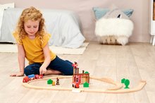 Favonatok - Fa vasúti sínpálya tűzoltó állomással Train Set Firestation Eichhorn vonattal 33 darabos 295 cm hosszú sínpálya_3