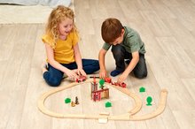 Drevené vláčiky a vláčkodráhy - Drevená vláčikodráha s požiarnou stanicou Train Set Firestation Eichhorn s vlakom 33 dielov 235 cm dĺžka koľajníc_4