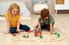 Favonatok - Fa vasúti sínpálya tűzoltó állomással Train Set Firestation Eichhorn vonattal 33 darabos 295 cm hosszú sínpálya_5