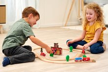 Favonatok - Fa vasúti sínpálya tűzoltó állomással Train Set Firestation Eichhorn vonattal 33 darabos 295 cm hosszú sínpálya_10