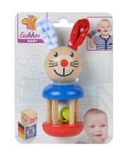 Hochets et jouets de dentition - Hochet en bois pour bébé Rabbit Rattle Baby Eichhorn, en forme de lapin, avec une clochette et des oreilles en peluche, à partir de 3 mois_2