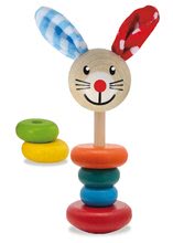 Dřevěné didaktické hračky - Dřevěný zajíček Stacking Rabbit Baby Eichhorn výška 18 cm stohovatelný s plyšovými oušky od 12 měsíců_1