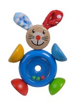 Hrkálky a hryzátka - Drevená hrkálka Rabbit 2in1 Baby Eichhorn zajačik s guličkami v brušku od 3 mes_0