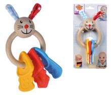 Hrkálky a hryzátka - Drevená hrkálka s hryzátkom Baby Eichhorn zajačik s kľúčami na krúžku od 3 mes_1