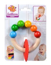 Hrkálky a hryzátka - Drevená hrkálka s hryzátkom na krúžku Baby Eichhorn s farebnými guličkami od 3 mes_0