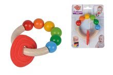 Hrkálky a hryzátka - Drevená hrkálka s hryzátkom na krúžku Baby Eichhorn s farebnými guličkami od 3 mes_1