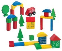 Fa építőkockák - Fakockák színesek Wooden City Blocks Eichhorn mintával 50 db dobozban 12 hónapos kortól_0
