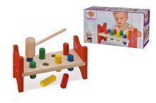 Jouets didactiques en bois - Banc à marteler en bois Eichhorn avec un marteau et 8 cylindres de couleur, 10 pièces, à partir de 12 mois_0