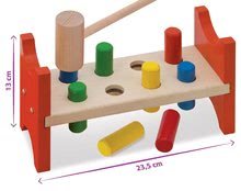 Drevené didaktické hračky - Drevená zatĺkačka Hammering Bench Eichhorn s kladivom a 8 farebných valcov 10 dielov od 12 mes_2