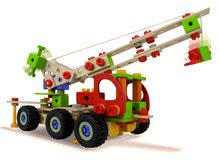 Jocuri de construit din lemn Eichhorn - Joc de construit macara mobilă din lemn Constructor Mobile Crane Eichhorn patru modele (macara, buggy, jeep, camion) 190 piese de la 6 ani_1