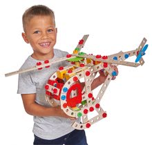 Jocuri de construit din lemn Eichhorn - Joc de construit din lemn elicopter Constructor Helicopter Eichhorn 5 modele (elicopter, avion de vânătoare, navă, remorcher, hidroavion) 225 piese de la 6 ani_0