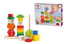 Drewniane zabawki edukacyjne - Drewniana układanka figurki Stacking Puzzle Figures Eichhorn Kolorowe i wzorzyste kształty 21 części od 12 miesięcy_0