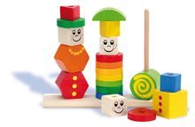 Drewniane zabawki edukacyjne - Drewniana układanka figurki Stacking Puzzle Figures Eichhorn Kolorowe i wzorzyste kształty 21 części od 12 miesięcy_2
