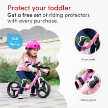 Babytaxiuri de la 18 luni - Bicicletă pliabilă fără pedale Folding Balance Bike Pink smarTrike roz din aluminiu cu mânere ergonomice de la 2-5 ani și echipament de protecție cadou_1