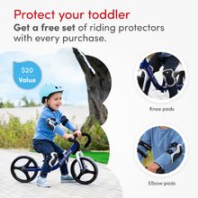 Babytaxiuri de la 18 luni - Bicicletă pliabilă fără pedale Folding Balance Bike Blue smarTrike albastră din aluminiu cu mânere ergonomice de la 2-5 ani și echipament de protecție cadou_2