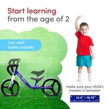Babytaxiuri de la 18 luni - Bicicletă pliabilă fără pedale Folding Balance Bike Blue smarTrike albastră din aluminiu cu mânere ergonomice de la 2-5 ani și echipament de protecție cadou_3