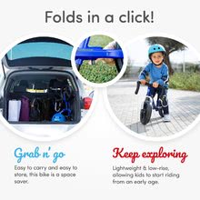 Babytaxiuri de la 18 luni - Bicicletă pliabilă fără pedale Folding Balance Bike Blue smarTrike albastră din aluminiu cu mânere ergonomice de la 2-5 ani și echipament de protecție cadou_6
