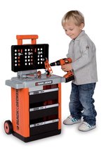 Neaktívna Staré položky - SMOBY 500221 Black and Decker SERVANTE pracovný vozík so zasuvkami a mechanickou vrtackou + 20 doplnkov,hranatý, 39*27*73 cm _1