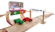 Mașini din lemn - Pistă de mașini din lemn Porsche Racing Set Eichhorn cu pit stop și 2 mașini de curse 350 cm lungime 31 piese de la 3 ani_0