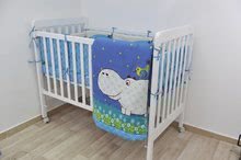 Detské deky - Paplón Sateen Hippo toTs smarTrike Hroch 100 % bavlna saténový vzhľad modrý od 0 mesiacov_0