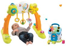 Seturi pentru bebeluși  - Set bară de joacă 2 in 1 Arch Cotoons Smoby electronică și căsuţă interactivă cu forme de sortat_0
