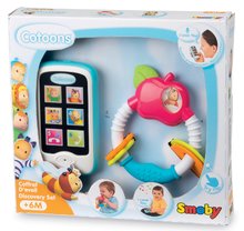 Zvečke i grizalice - Set igračaka grickalica Jabuka Cotoons Smoby i mobitel plavi od 6 mjeseci_0