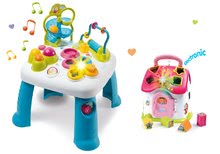 Seturi pentru bebeluși  - Set masă didactică Cotoons Smoby cu funcții și căsuță de sortat forme cu lumină și sunet roz_13