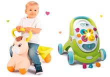 Seturi pentru bebeluși  - Set premergător cu cuburi Cotoons Smoby și babytaxiu ponei cu mânere și remorcă_1