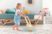 Otroški sprehajalčki - Leseni sprehajalček in voziček Wooden Baby Walker Pilow Corolle z mehko blazino za dojenčka od 12 mes_1