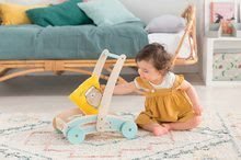 Otroški sprehajalčki - Leseni sprehajalček in voziček Wooden Baby Walker Pilow Corolle z mehko blazino za dojenčka od 12 mes_3