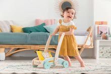 Otroški sprehajalčki - Leseni sprehajalček in voziček Wooden Baby Walker Pilow Corolle z mehko blazino za dojenčka od 12 mes_3