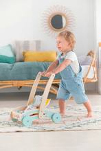 Otroški sprehajalčki - Leseni sprehajalček in voziček Wooden Baby Walker Pilow Corolle z mehko blazino za dojenčka od 12 mes_0