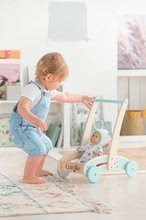 Otroški sprehajalčki - Leseni sprehajalček in voziček Wooden Baby Walker Pilow Corolle z mehko blazino za dojenčka od 12 mes_2