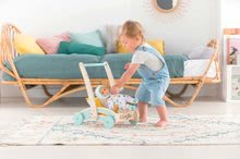 Otroški sprehajalčki - Leseni sprehajalček in voziček Wooden Baby Walker Pilow Corolle z mehko blazino za dojenčka od 12 mes_8