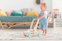 Otroški sprehajalčki - Leseni sprehajalček in voziček Wooden Baby Walker Pilow Corolle z mehko blazino za dojenčka od 12 mes_9